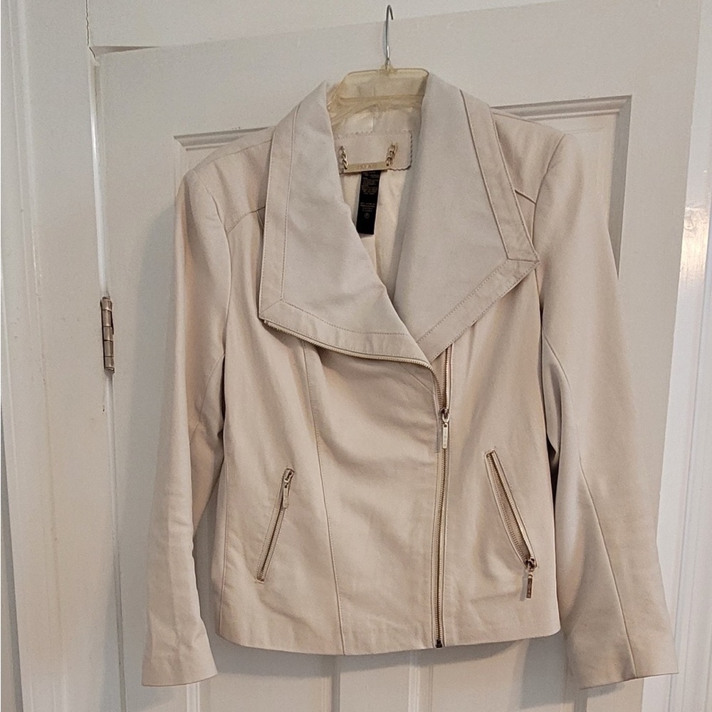Iman Cream Leather Jacket